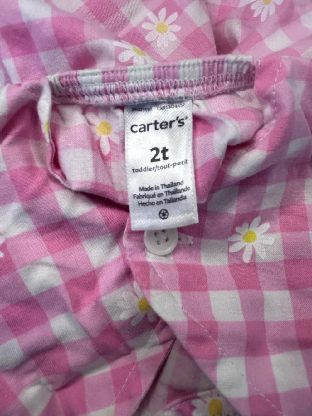 Carter’s Girls 2T Pink Gingham Daisy Dress Flutter Sleeve